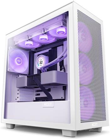 NZXT skříň H7 Flow RGB edition / ATX / 3x 140 mm fan / USB-C / 2x USB / prosklená bočnice / mesh panel / RGB / bílá