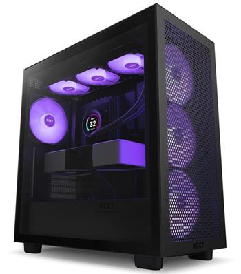 NZXT skříň H7 Flow RGB edition / ATX / 3x 140 mm fan / USB-C / 2x USB / prosklená bočnice / mesh panel / RGB / černá