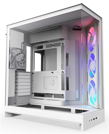 NZXT skříň H9 Flow ARGB dvoukomorová ATX / 3xRGB 140 mm / 1x 120mm fan / prosklená / bílá