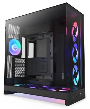 NZXT skříň H9 Flow ARGB+ dvoukomorová ATX / 6xRGB 140 mm / 1x 120mm fan / prosklená / controller / černá