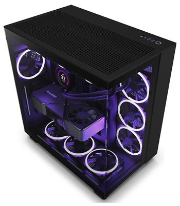 NZXT skříň H9 Flow dvoukomorová ATX / 4x140mm fan / až 10xfan / perforovaný top / proskl. bočnice, front / černá