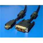 OEM DVI-HDMI kabel/ DVI-D(M) - HDMI M/ s ferity/ zlacené konektory/ 10m