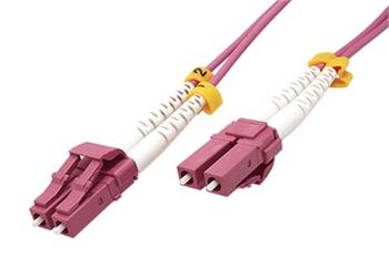 Optický patchkabel LC-LC 50/125 (multi mode), 2mm, duplex, OM4, LSOH, Low-Loss, 15m