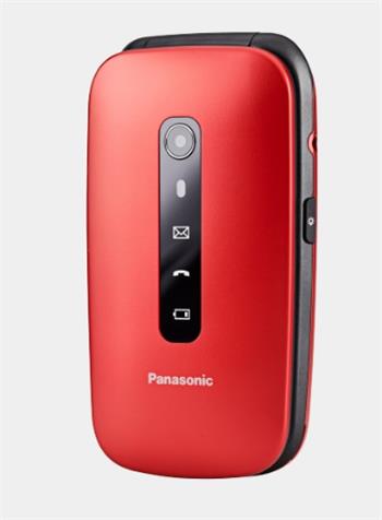 Panasonic KX-TU550EXR mobilní telefon pro seniory - barevný displej 2,8", fotoaparát, handsfree, microSD, véčko, červen