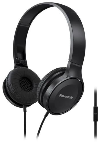 Panasonic RP-HF100ME-K, drátové sluchátka, přes hlavu, skládací, 3,5mm jack, mikrofon, kabel 1,2m, černá