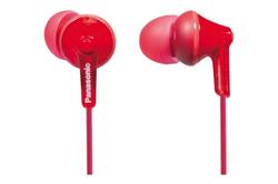 Panasonic RP-HJE125E-R, drátové sluchátka, do uší, 3 velikosti nástavců do uší, 3,5mm jack, kabel 1,1m, červená