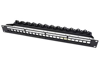 Patchpanel pro keystone 19", stíněný, 24 portů, neosazený, černý