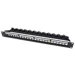 Patchpanel pro keystone 19", stíněný, 24 portů, neosazený, černý