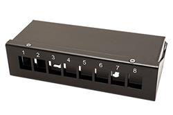 Patchpanel pro keystone moduly STP, 8 portů, neosazený, černý