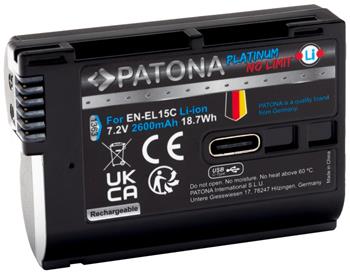 PATONA baterie pro foto Nikon EN-EL15C 2600mAh Li-Ion Platinum USB-C nabíjení