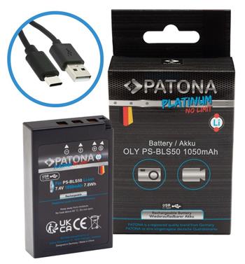 PATONA baterie pro foto Olympus BLS-5/BLS5 1050mAh Li-Ion Platinum USB-C nabíjení