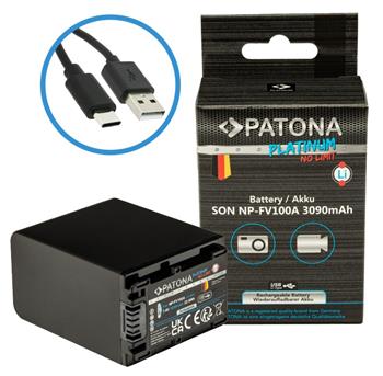 PATONA baterie pro foto Sony NP-FV100 3090mAh Li-Ion Platinum USB-C nabíjení