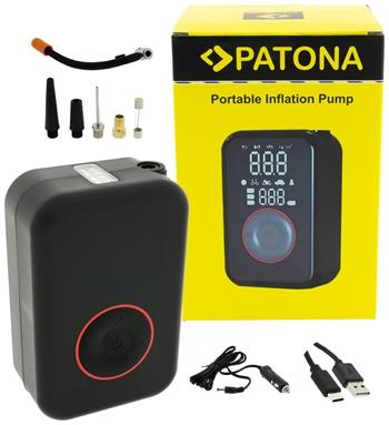 PATONA cestovní mini kompresor do auta, na kolo/ powerbank 4000 mAh/ LED SOS/ USB-A/ USB-C/ LCD