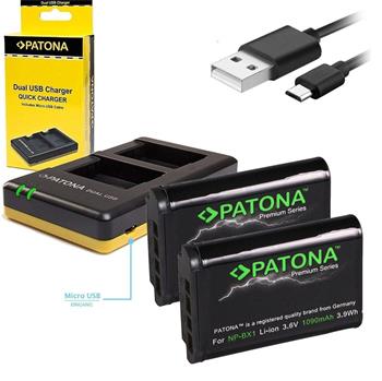 PATONA nabíječka Foto Dual Quick Sony NP-BX1 + 2x baterie 1090mAh USB