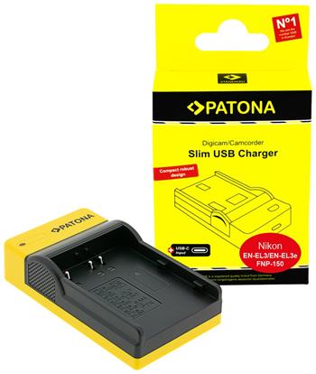 PATONA nabíječka Foto Nikon EN-EL3/EN-EL3E slim, USB-C