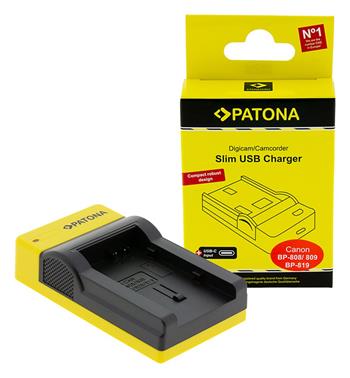 PATONA nabíječka pro digitální kameru Canon BP-808/820/827/828 slim, USB-C