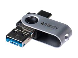 PATRIOT Trinity 3v1 128 GB Flash Disk / USB Type A + C + MicroB / černo-stříbrná