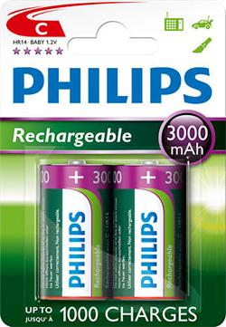 Philips dobíjecí baterie C 3000mAh, NiMH - 2ks