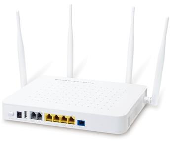 Planet GPON/GEPON ONU, 2.5G GPON (SC/UPC), 4x 1Gb RJ-45, Wi-Fi 802.11ac 1.2Gb, 2x FXS (RJ-11), USB