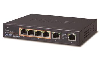 Planet GSD-604HP PoE switch 1Gbps, 6xTP, 4xPoE 802.3at/af 30W/55W, fanless