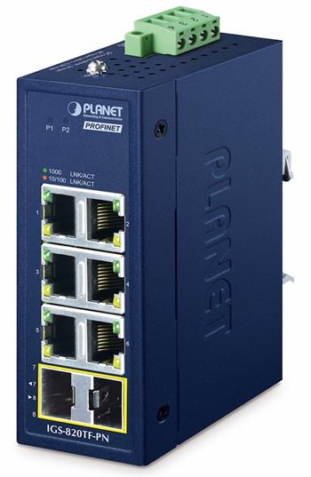 Planet IGS-820TF-PN průmyslový L2 switch, 6x1Gb, 2x1GBASE-X SFP, dual power (9-48VDC / 24VAC), -40~75°C, IP30