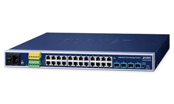 Planet IGS-R4215-24T4X průmyslový L2/L4 switch, 24x1Gb, 4x10Gb SFP+, -40~75°C, 24-60VDC, IP30, fanless