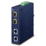 Planet IGT-2205AT, konvertor 2x1Gb, 2xSFP 100/1G/2.5G, -40až+75C, ESD, Backup Link, IP30, 24VAC/12-48VDC