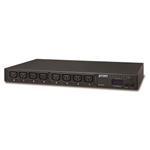 Planet IPM-8220, IP ovládání 8x zásuvek 230V/10A, LED+displej, wattmetry, možnost senzoru, rackmount 19/1U