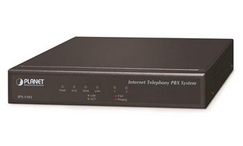 Planet IPX-1102, IP PBX, 2x FXO, 100/50 uživatelů, IVR, záznamník/hlas.pošta, DID, BLF, FAX, Skype-SIP, VPN