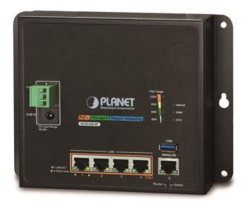 Planet WGR-500-4P, průmyslový PoE router, 1xWAN 1Gbps, 4xLan 1Gbps, PoE 802.3at do 120W, DIN, dual 48-56VDC, -10 až 60°