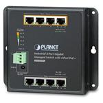 Planet WGS-804HPT plochý L2 switch, 8x1Gb, 4x PoE 802.3at 144W, 48-54VDC, -40~75°C, IP30, fanless