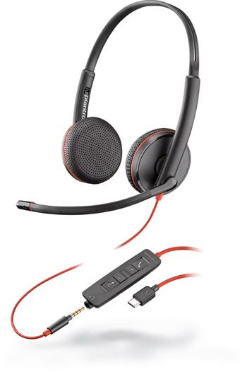 Poly Blackwire C3225. single unit/Stereo/USB-C/Drát/Černá-červená