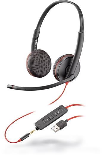 Poly Blackwire C3225. single unit/Stereo/USB/Drát/Černá-červená