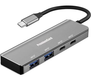 PremiumCord 5G SuperSpeed Hub USB-C na 2x USB 3.2 C +2x USB 3.2 A, Aluminum