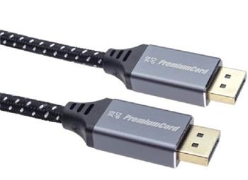 PremiumCord DisplayPort 1.4 přípojný kabel, kovové a zlacené konektory, 0,5m