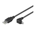 PremiumCord Kabel micro USB 2.0, A-B, konektor do úhlu 90°, 1,8m
