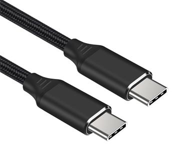 PremiumCord Kabel USB-C M/M, 240W 480Mbps černý bavlněný oplet, 1m