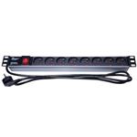 PremiumCord Panel napájecí 1U do 19" racku, 8x230V, 2m kabel, vypínač