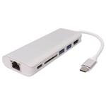 PremiumCord Převodník USB-C na HDMI + RJ45 + 2xUSB3.0 +SD card + PD charge