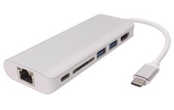 PremiumCord Převodník USB3.1 na HDMI + RJ45 + 2xUSB3.0 +SD card + PD charge