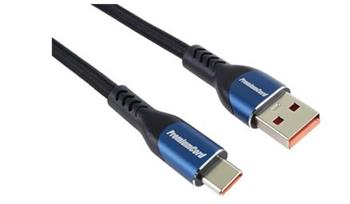 PremiumCord Super fast charging 5A kabel USB-C - USB 2.0 A bavlněný oplet 0,5m