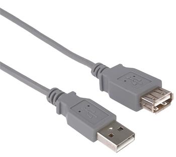 PremiumCord USB 2.0 kabel prodlužovací, A-A, 3m, šedá