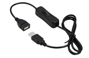 PremiumCord USB 2.0 kabel prodlužovací s vypínačem, A male- A female,1m černá