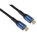 PremiumCord USB-C kabel ( USB 3.2 GEN 2x2, 5A, 100W, 20Gbit/s ) 1m, bavlněný oplet, černý