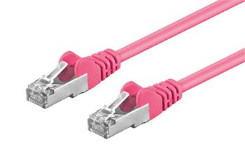S/FTP patchkabel kat. 5e, 0,25m, růžový