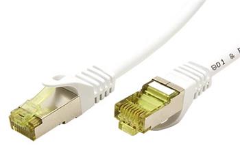 S/FTP patchkabel kat. 7, s konektory RJ45, LSOH, 0,25m, bílý