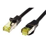 S/FTP patchkabel kat. 7, s konektory RJ45, LSOH, 0,25m, černý