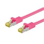 S/FTP patchkabel kat. 7, s konektory RJ45, LSOH, 0,25m, růžový