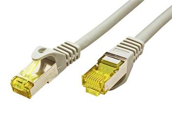 S/FTP patchkabel kat. 7, s konektory RJ45, LSOH, 0,25m, šedý