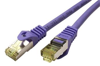 S/FTP patchkabel kat. 7, s konektory RJ45, LSOH, 0,5m, fialový